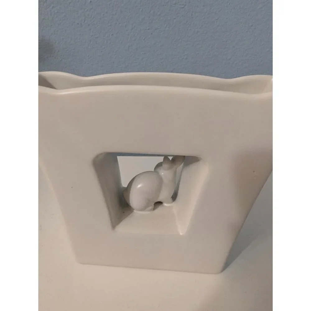 White Hiding Bunny Vase Seasons of Cannon Falls